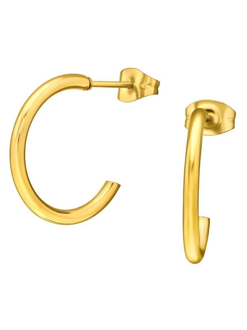 Stainless Steel 14K Gold Half Hoop Earrings 20mm